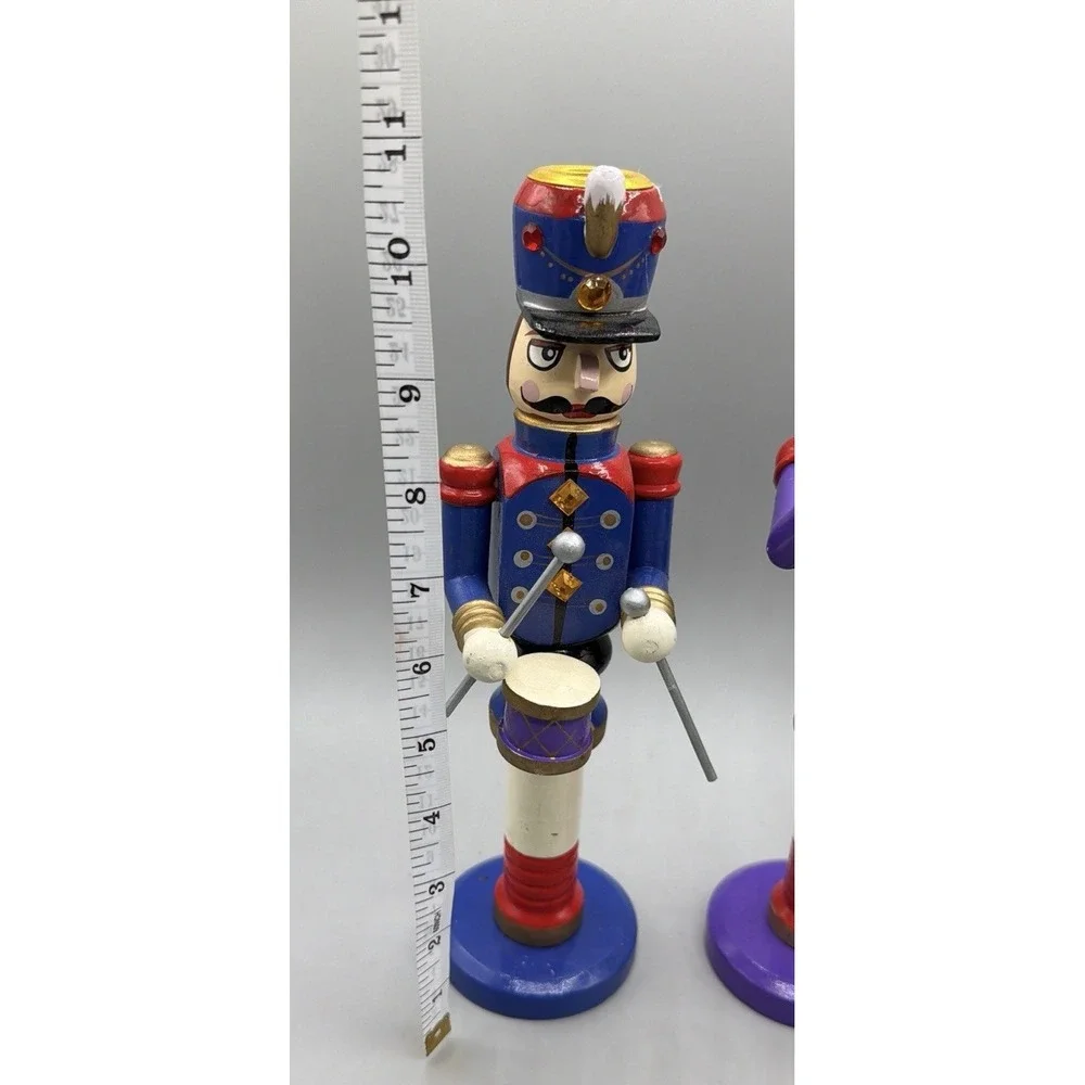 Nutcracker Wooden Soldiers Candle Stick Holders Christmas Brass Insert Set Of 3‎